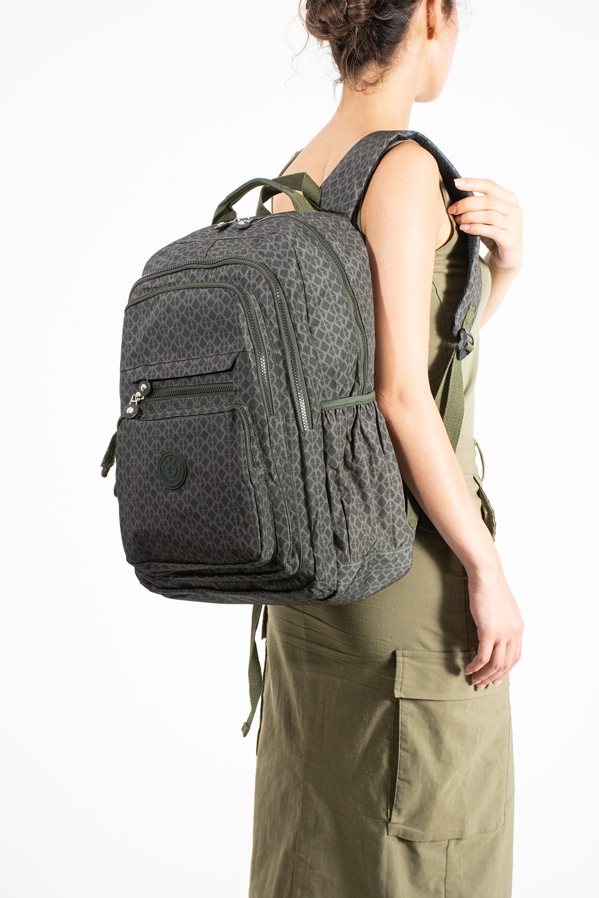 571-2FUltra Hafif Çok Cepli Su Geçirmez Sırt Çantası Unisex Desenli Yeşil (Model: 571-2F)