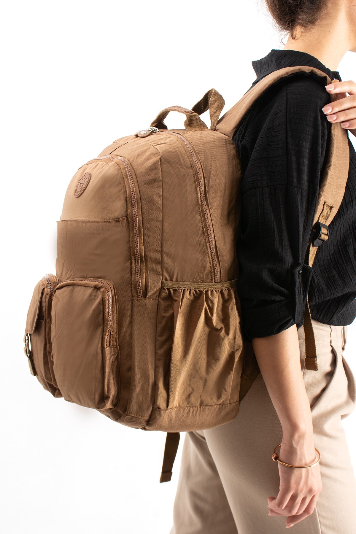 571-1AUltra Hafif Çok Cepli Su Geçirmez Sırt Çantası Unisex Taba (Model: 571-1A)