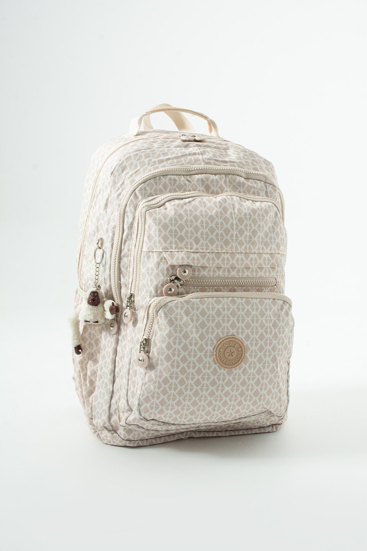 571-2FUltra Hafif Çok Cepli Su Geçirmez Sırt Çantası Unisex Desenli Krem (Model: 571-2F)