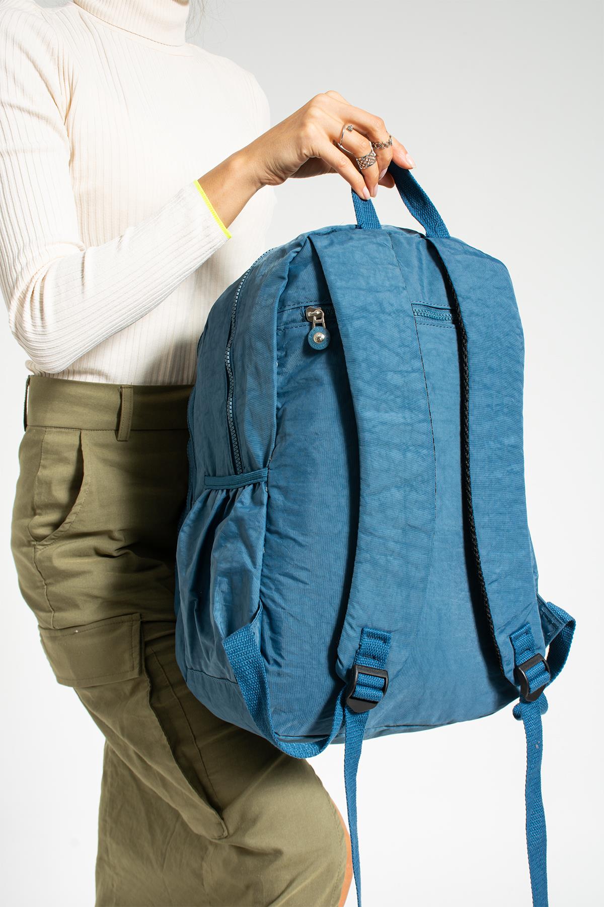 Ultra Hafif Çok Cepli Su Geçirmez Sırt Çantası Unisex Mavi(Model: 571-1E) 