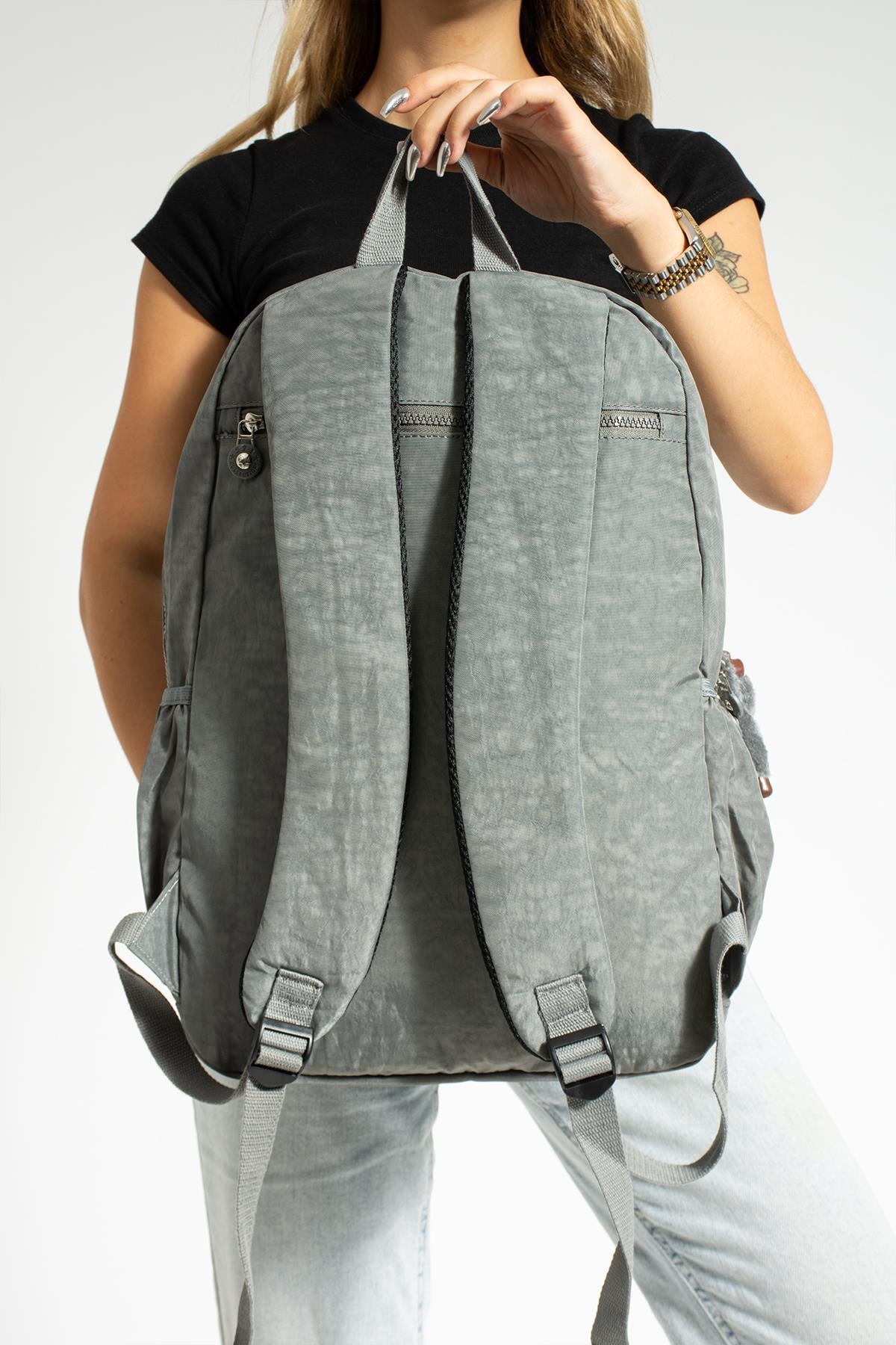 Ultra Hafif Çok Cepli Su Geçirmez Sırt Çantası Unisex Gri (Model: 571-1A)