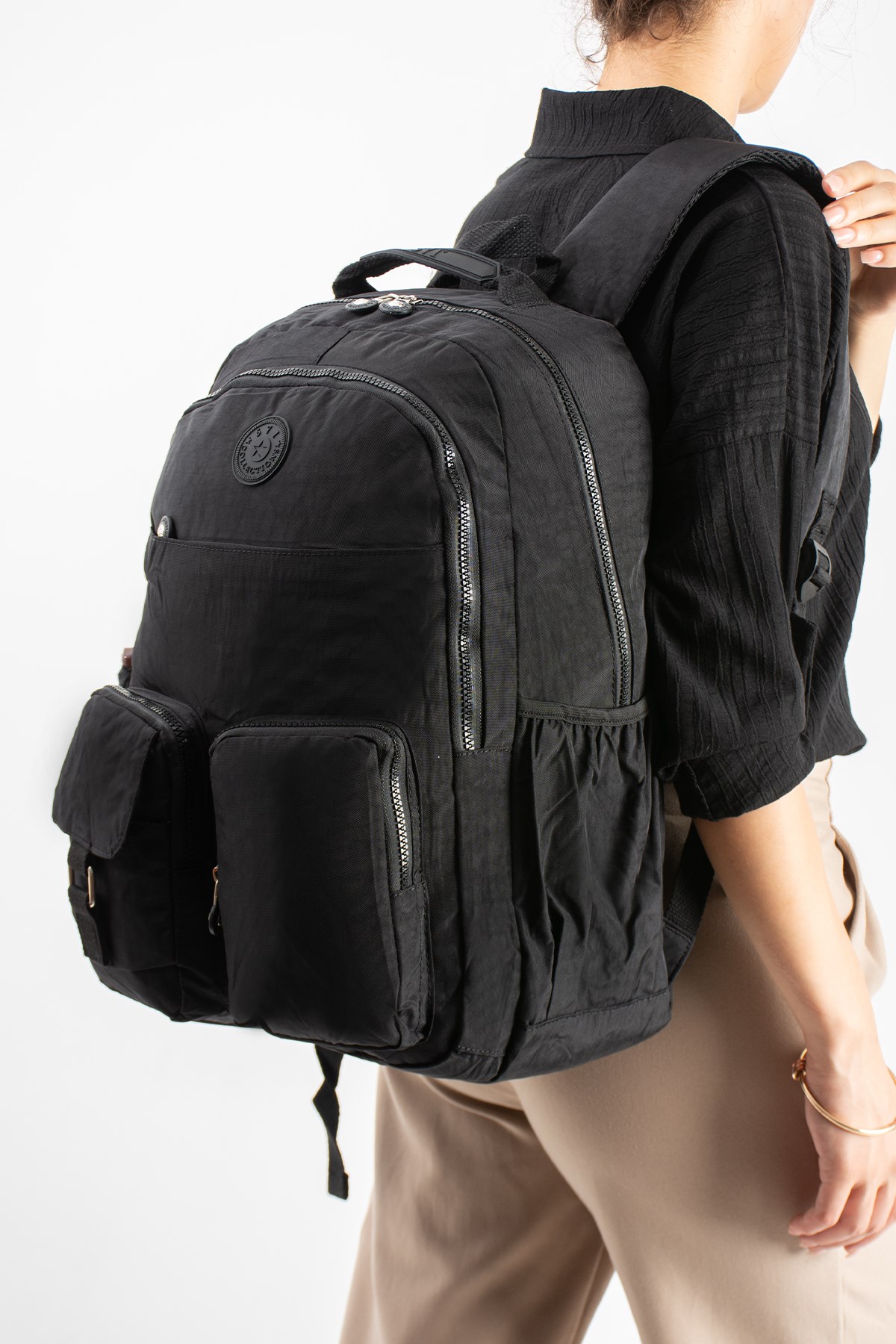 571-1AUltra Hafif Çok Cepli Su Geçirmez Sırt Çantası Unisex Siyah (Model: 571-1A)