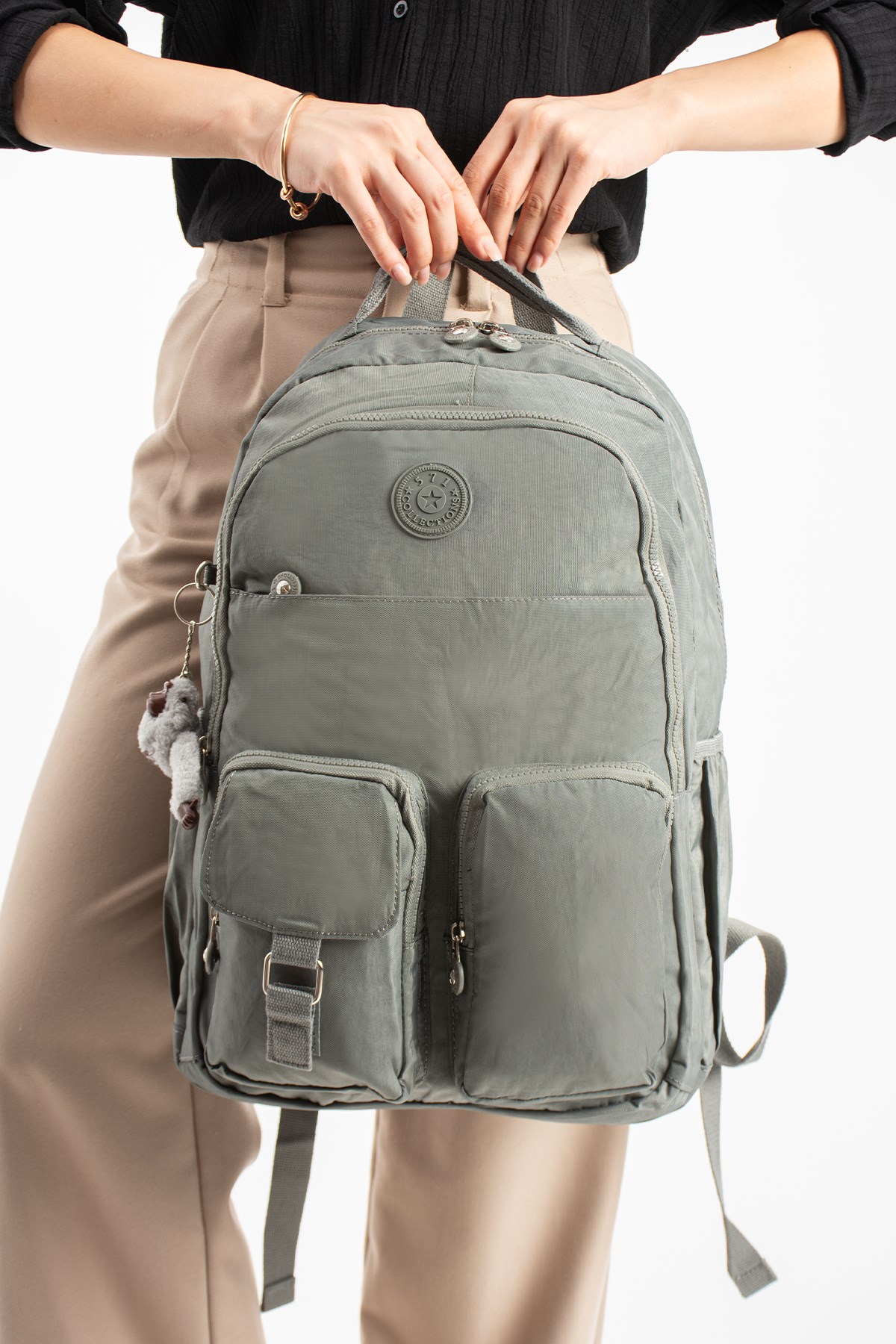 571-1AUltra Hafif Çok Cepli Su Geçirmez Sırt Çantası Unisex Gri (Model: 571-1A)