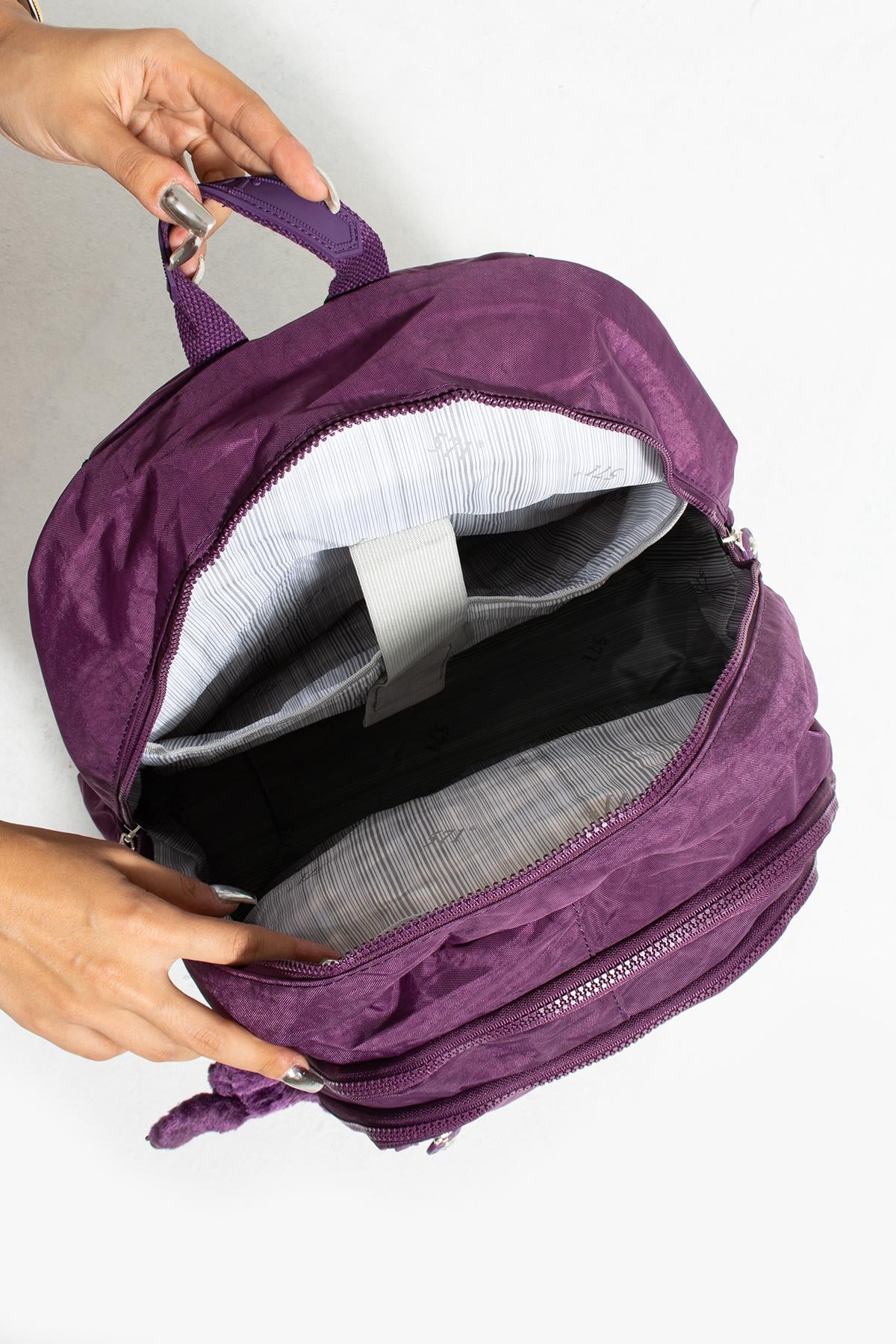 Ultra Hafif Çok Cepli Su Geçirmez Sırt Çantası Unisex Mor (Model: 571-1A)