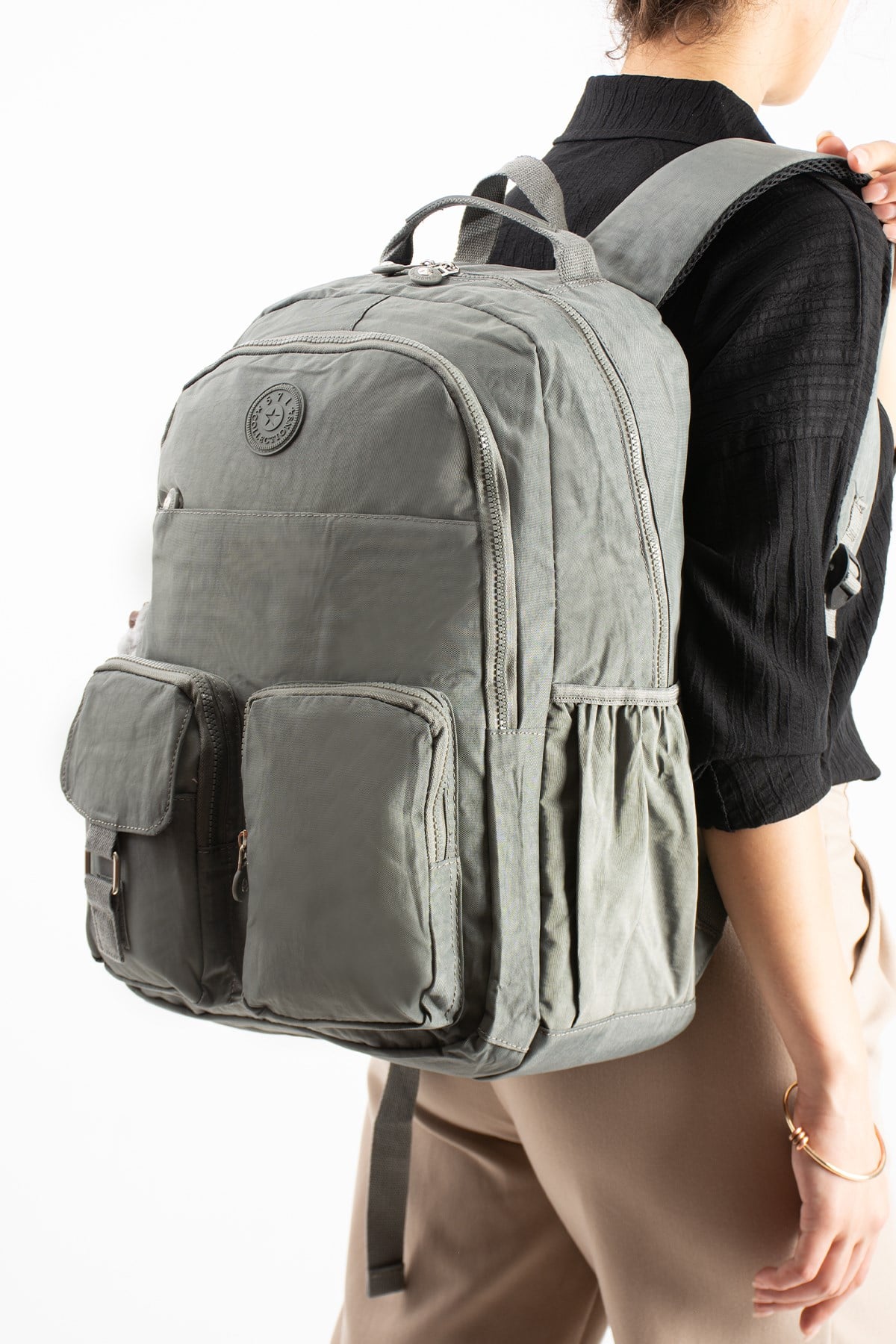 571-1AUltra Hafif Çok Cepli Su Geçirmez Sırt Çantası Unisex Gri (Model: 571-1A)