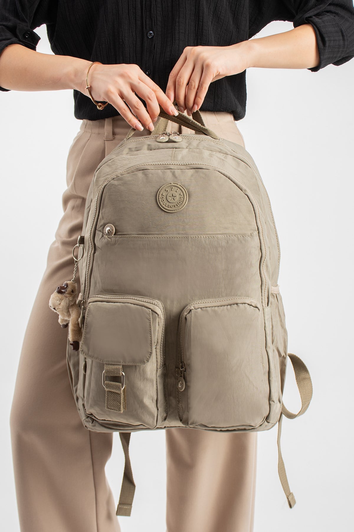 571-1AUltra Hafif Çok Cepli Su Geçirmez Sırt Çantası Unisex Vizon (Model: 571-1A)