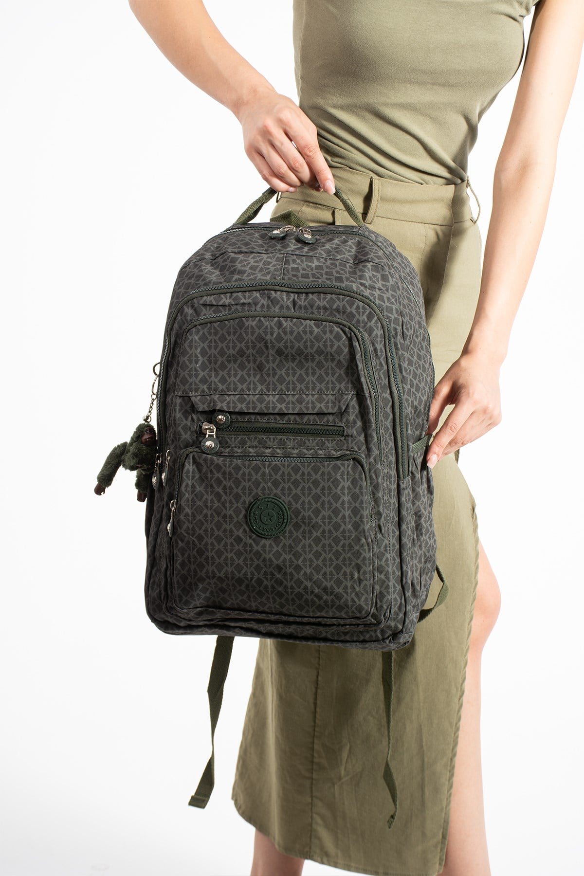571-2FUltra Hafif Çok Cepli Su Geçirmez Sırt Çantası Unisex Desenli Yeşil (Model: 571-2F)