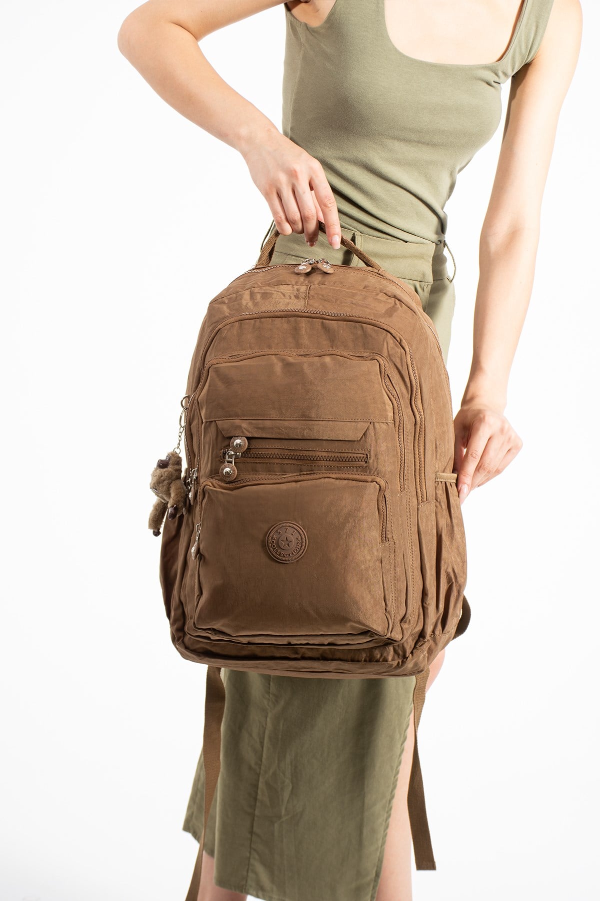 571-2FUltra Hafif Çok Cepli Su Geçirmez Sırt Çantası Unisex Taba (Model: 571-2F)