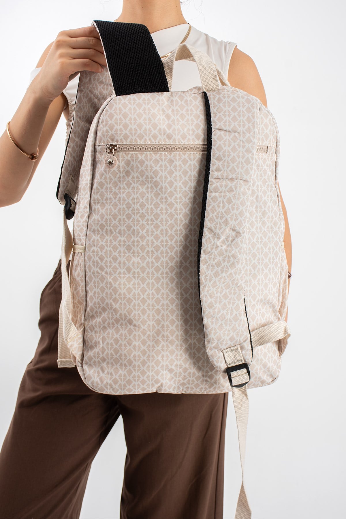 571-1DUltra Hafif Çok Cepli Su Geçirmez Sırt Çantası Unisex Desenli Krem (Model: 571-1D)