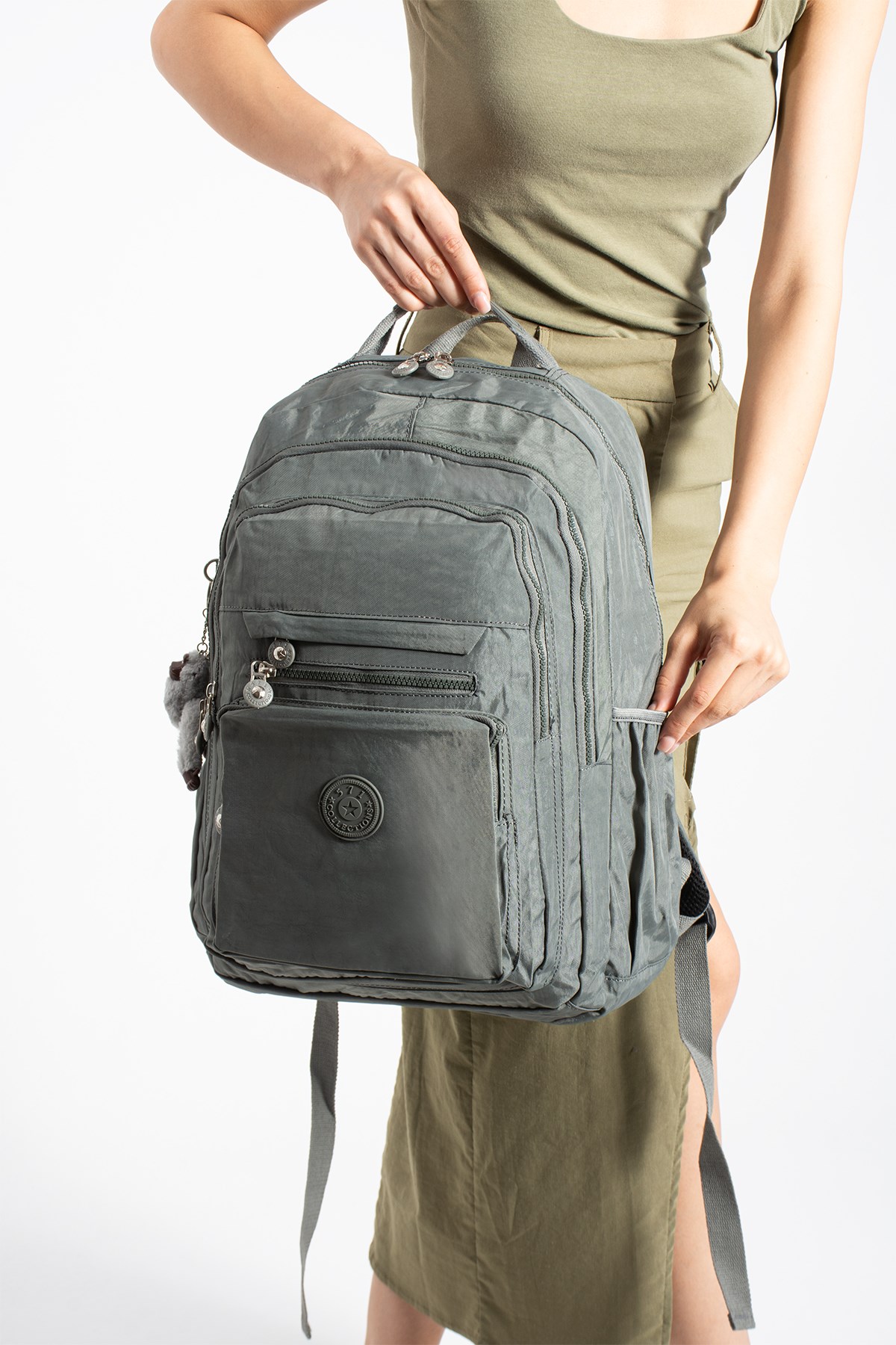 571-2FUltra Hafif Çok Cepli Su Geçirmez Sırt Çantası Unisex Gri (Model: 571-2F)