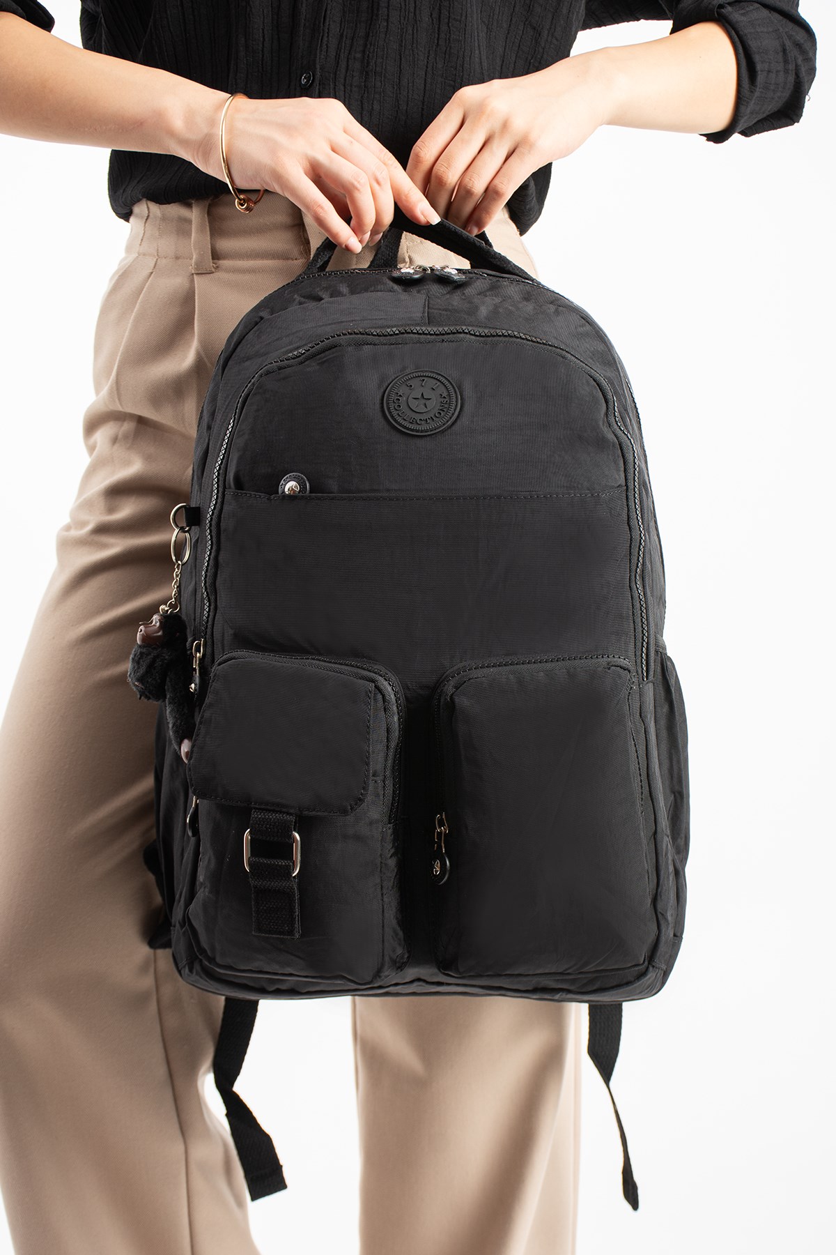 571-1AUltra Hafif Çok Cepli Su Geçirmez Sırt Çantası Unisex Siyah (Model: 571-1A)