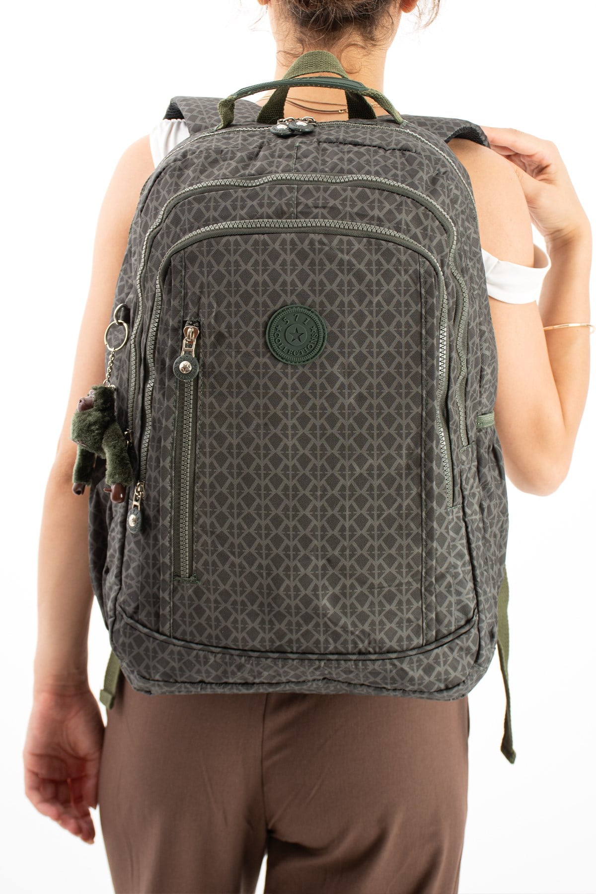 571-1DUltra Hafif Çok Cepli Su Geçirmez Sırt Çantası Unisex Desenli Yeşil (Model: 571-1D)