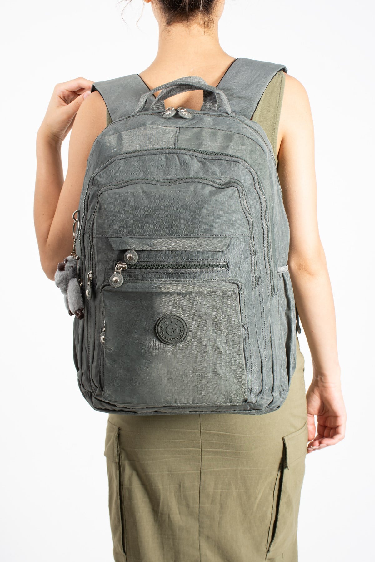 571-2FUltra Hafif Çok Cepli Su Geçirmez Sırt Çantası Unisex Gri (Model: 571-2F)