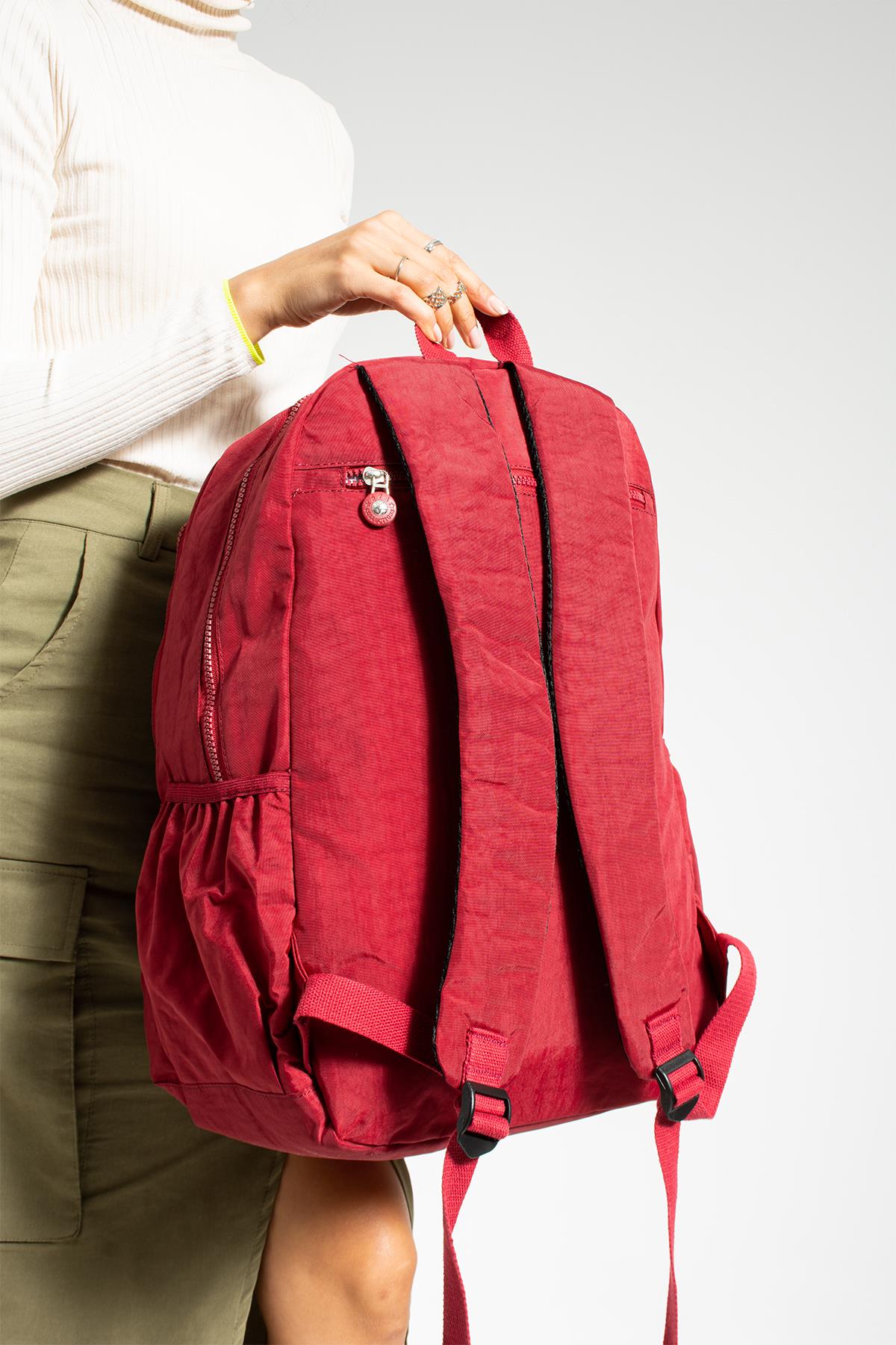 Ultra Hafif Çok Cepli Su Geçirmez Sırt Çantası Unisex Kırmızı (Model: 571-1G)