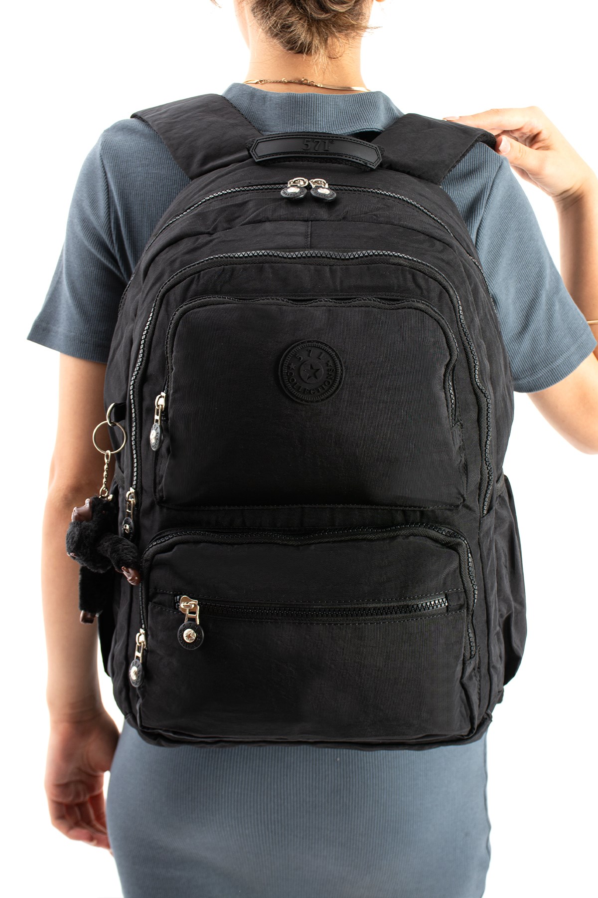 571-2DUltra Hafif Geniş Hacimli Okul Seyahat Spor Sırt Çantası Siyah Model: (571-2D)
