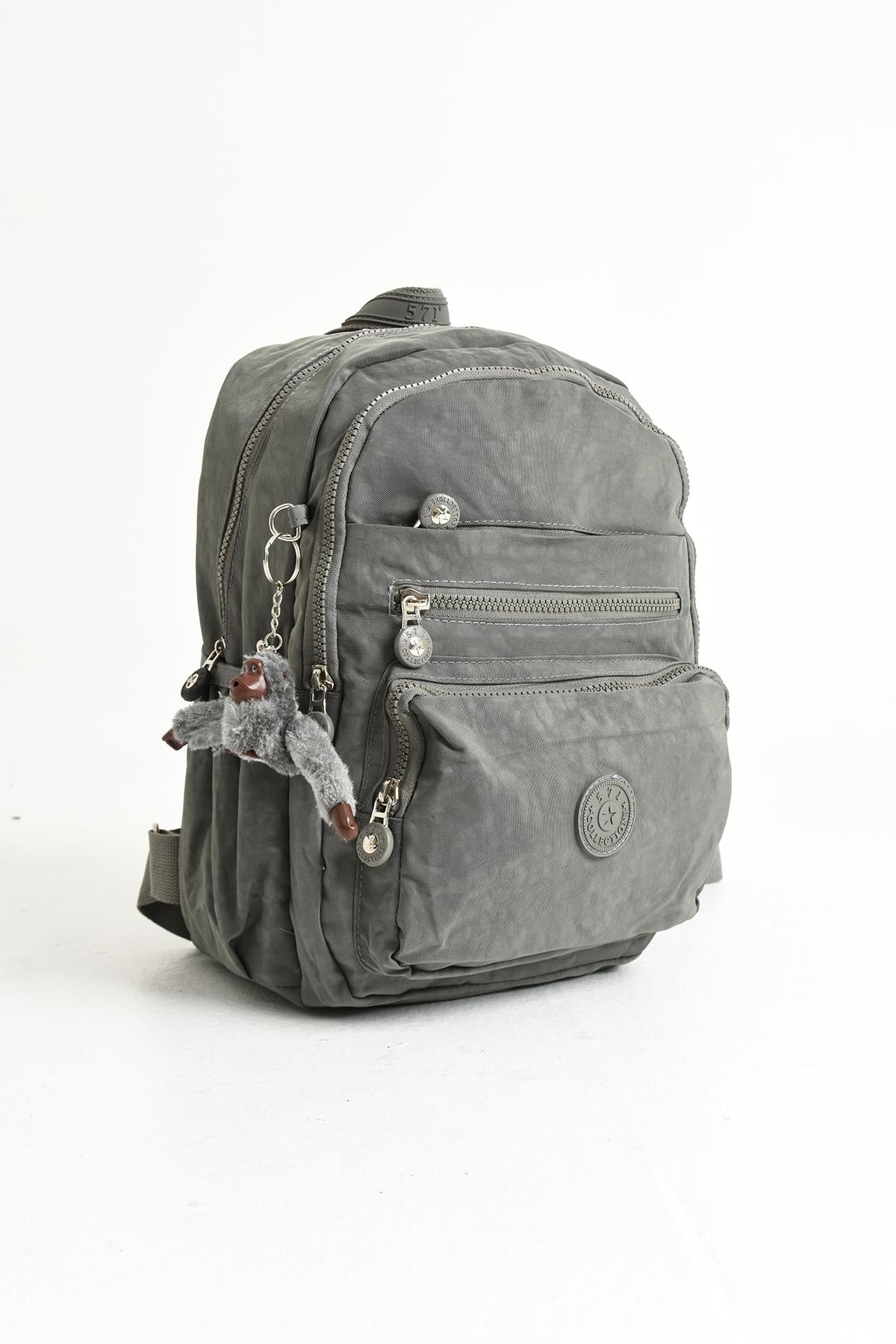 Ultra Hafif Orta Boy Sırt Çantası  Çok Cepli Unisex Gri (Model: 571-4B)