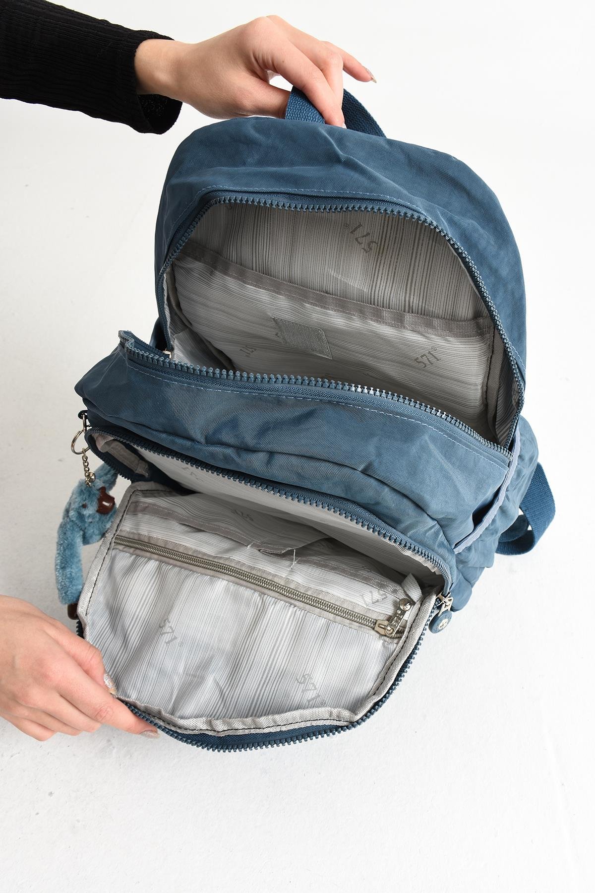 Ultra Hafif Orta Boy Sırt Çantası  Çok Cepli Unisex Mavi (Model: 571-4B)