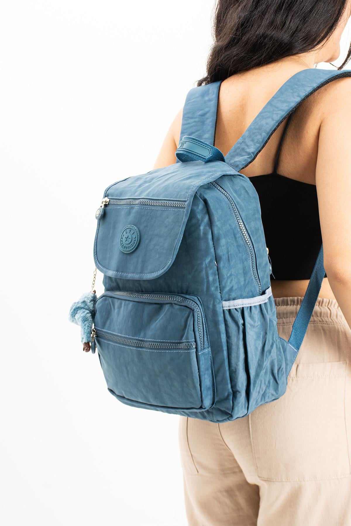 Ultra Hafif Orta Boy Sırt Çantası Çok Cepli Unisex Mavi (Model: 571-3J)