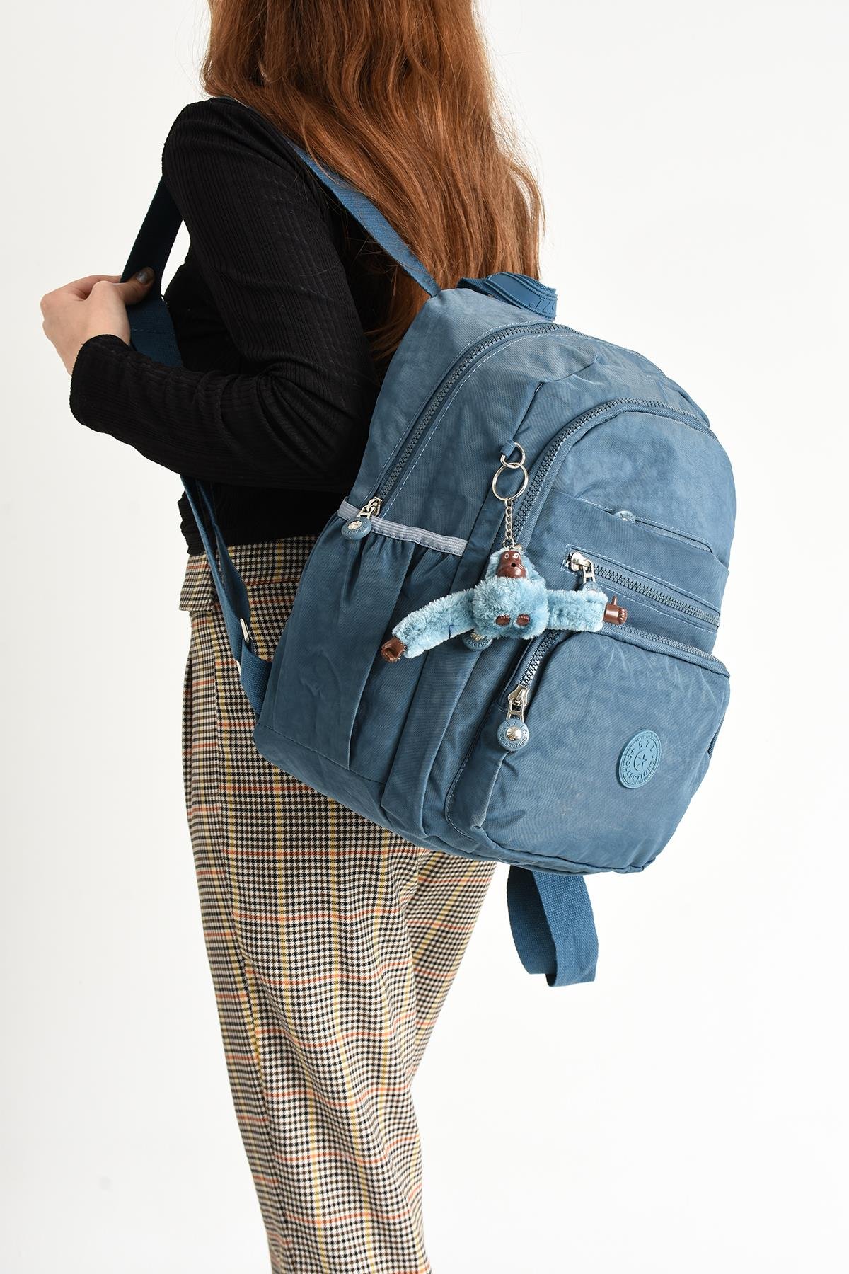 Ultra Hafif Orta Boy Sırt Çantası  Çok Cepli Unisex Mavi (Model: 571-4B)