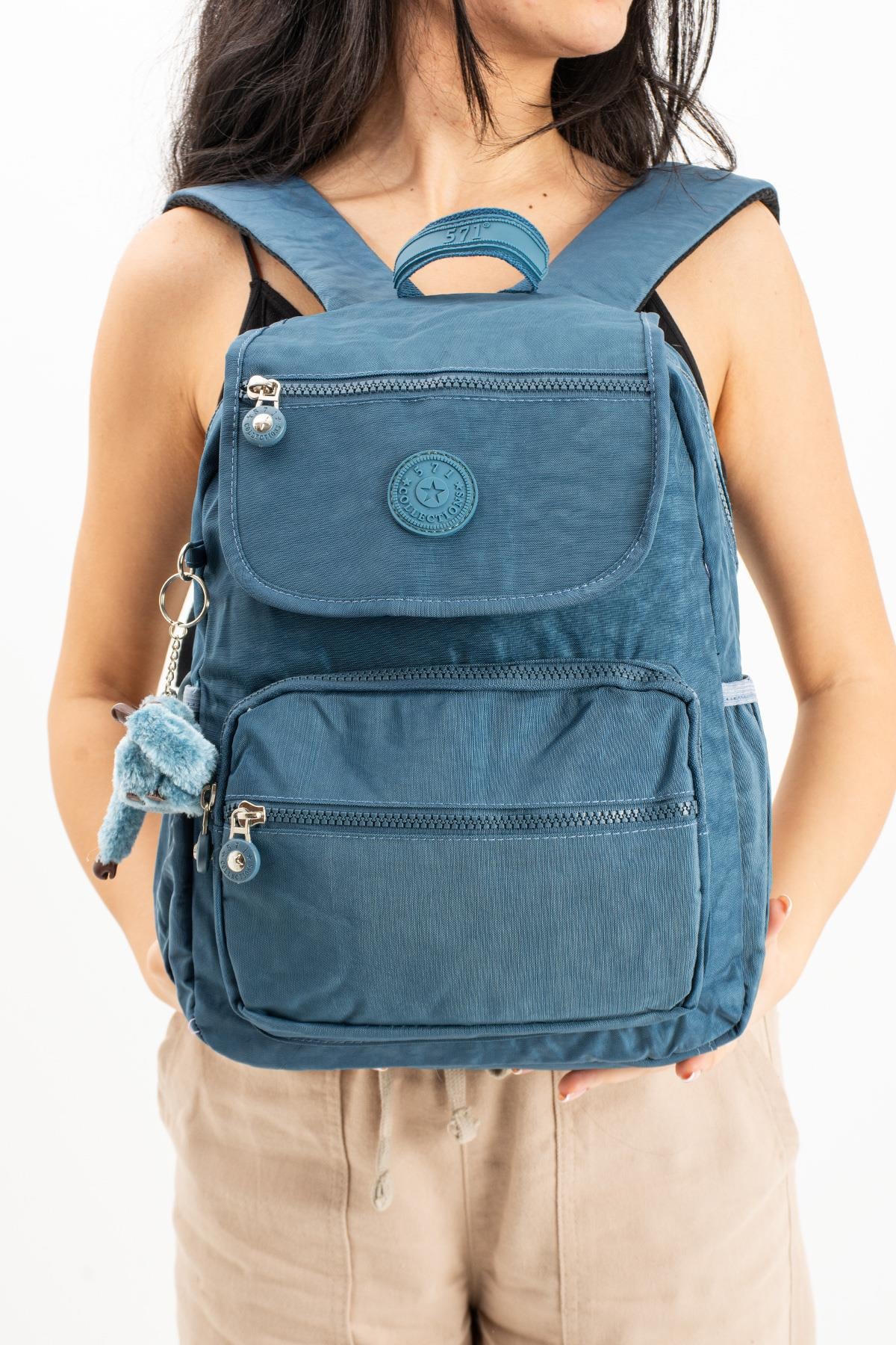 Ultra Hafif Orta Boy Sırt Çantası Çok Cepli Unisex Mavi (Model: 571-3J)