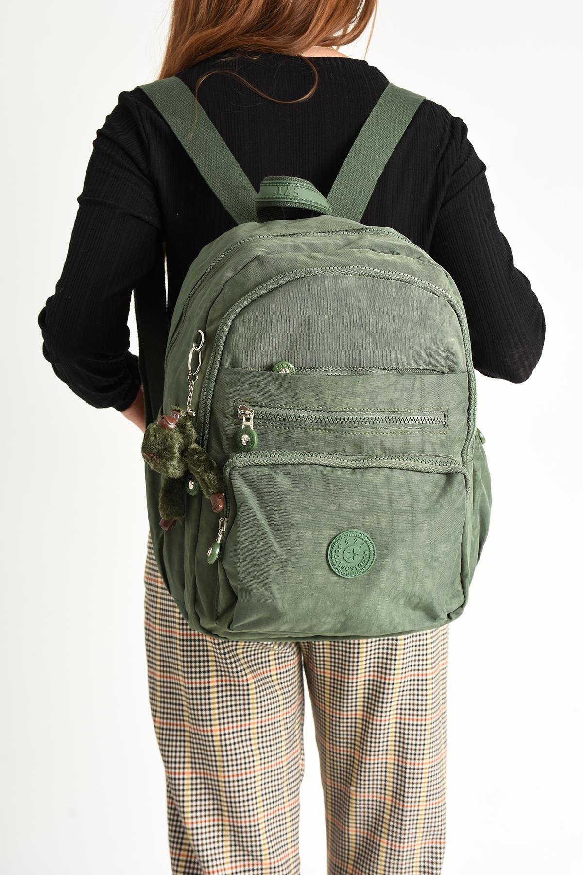 Ultra Hafif Orta Boy Sırt Çantası  Çok Cepli Unisex Yeşil (Model: 571-4B)