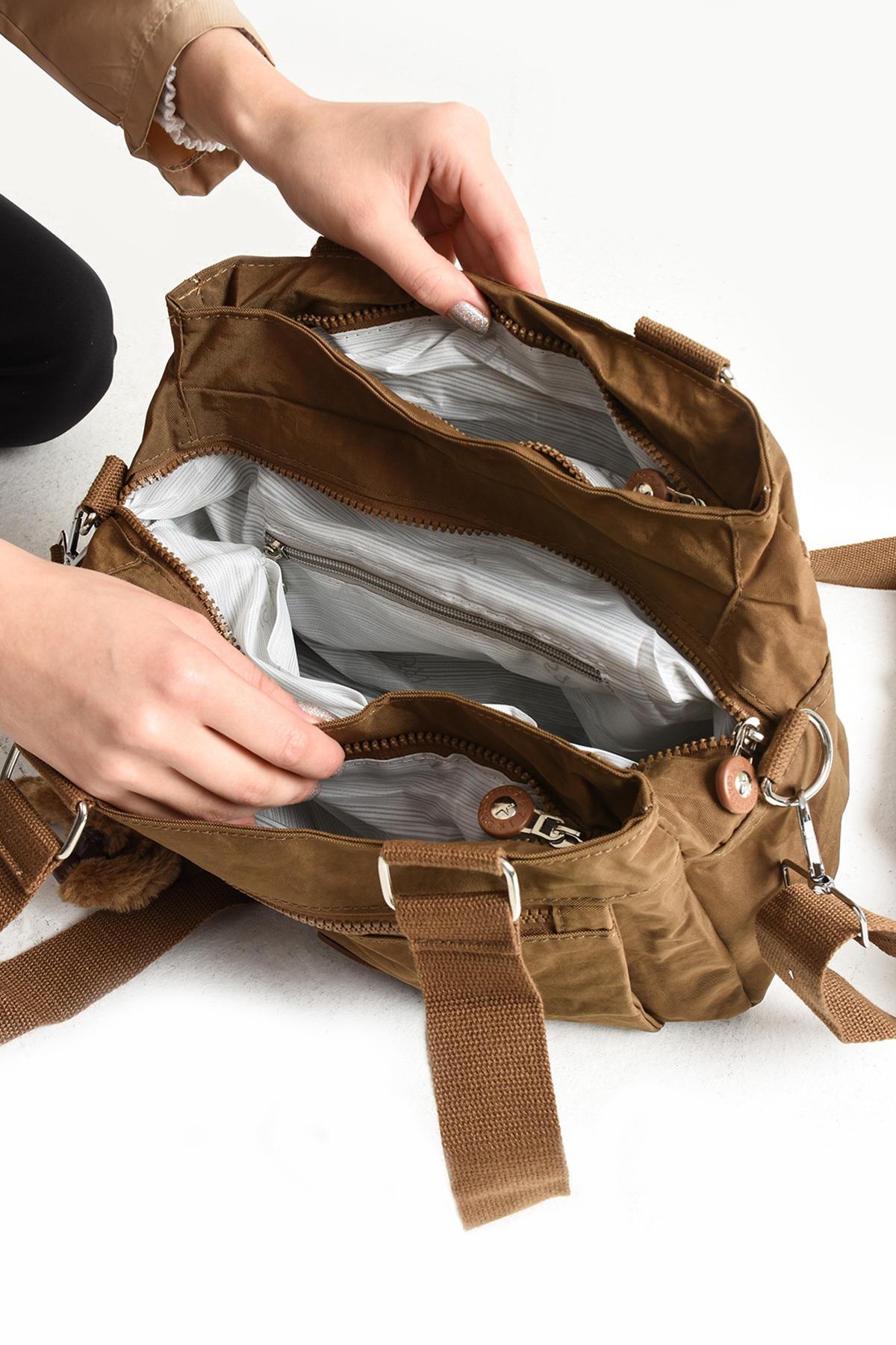 Ultra Hafif Su Geçirmez Çok Cepli Omuz Çantası Taba (Model: 571-5F) 