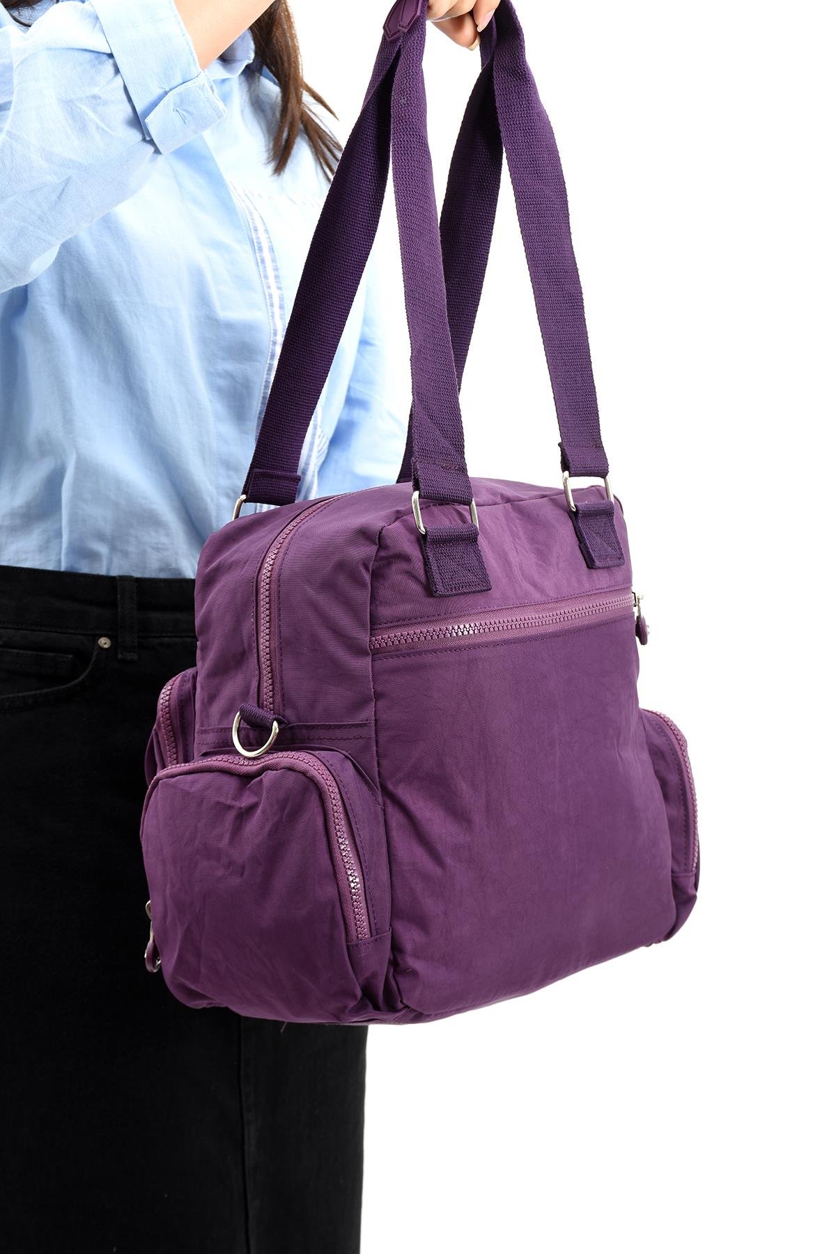 Ultra Hafif Su Geçirmez Çok Cepli Omuz Çantası Mor (Model: 571-5E) 