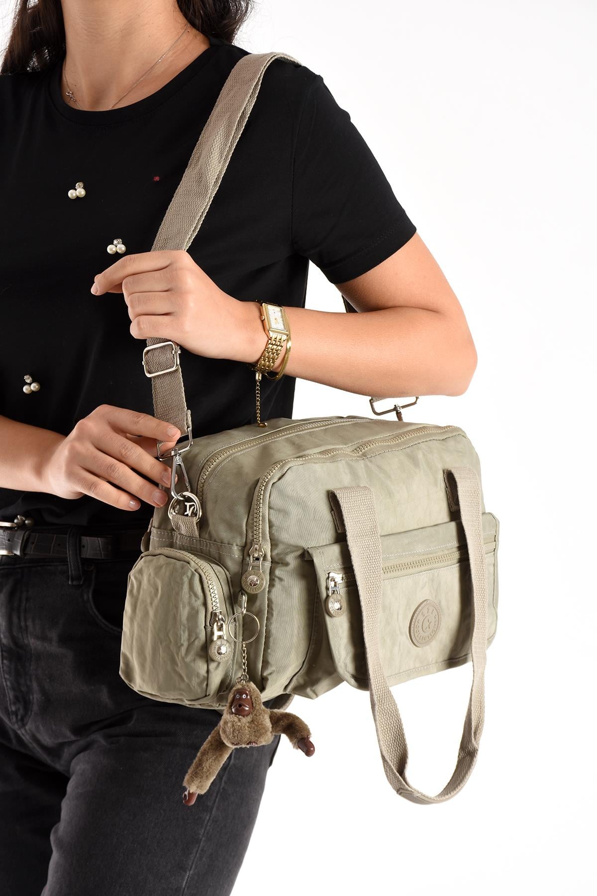 Ultra Hafif Su Geçirmez Çok Cepli Omuz Çantası Vizon (Model: 571-5M) 