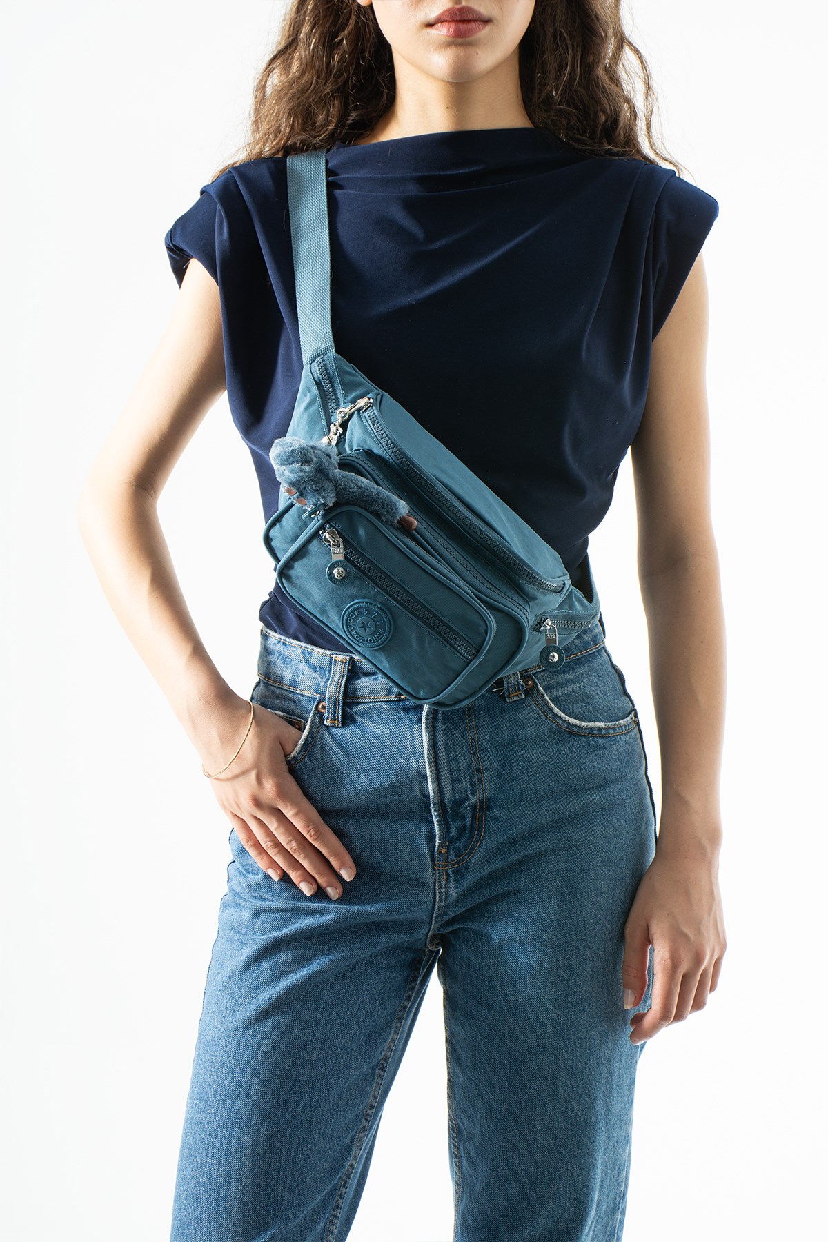 571-7JUnisex Çok Cepli, Su Geçirmez, Çapraz Askılı Bel Çantası (Freebag) Mavi Model: 571-7J