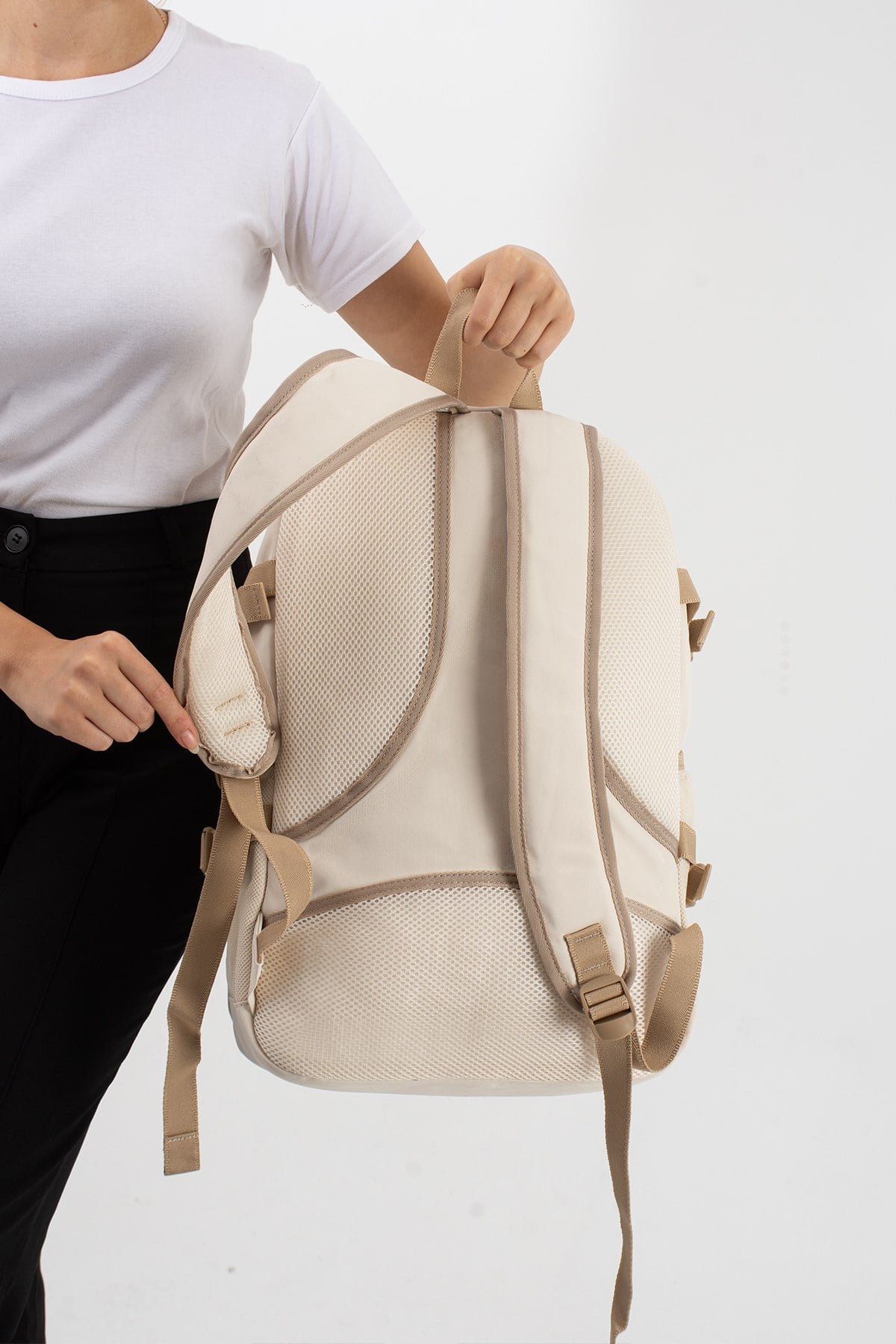 VNT-1-3CUnisex, Hafif Çok Cepli, Eergonomik Tasarım Sırt Çantası Bej Model: (VNT-3C)