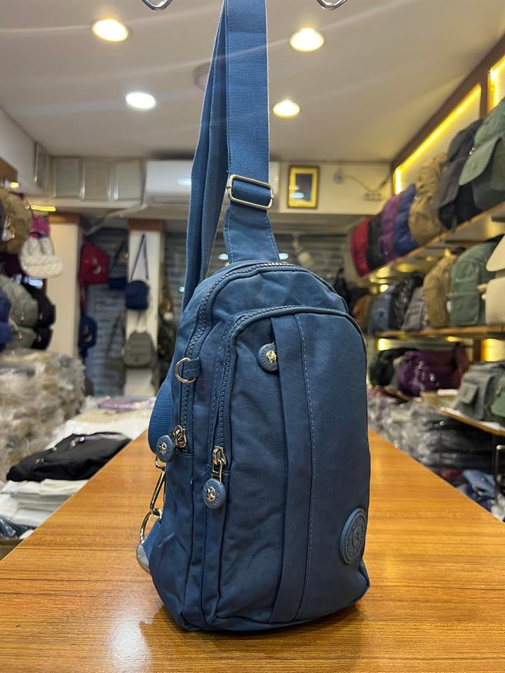 Unisex Üç Bölmeli Bodybag Göğüs Omuz Çantası (571-8A) Mavi