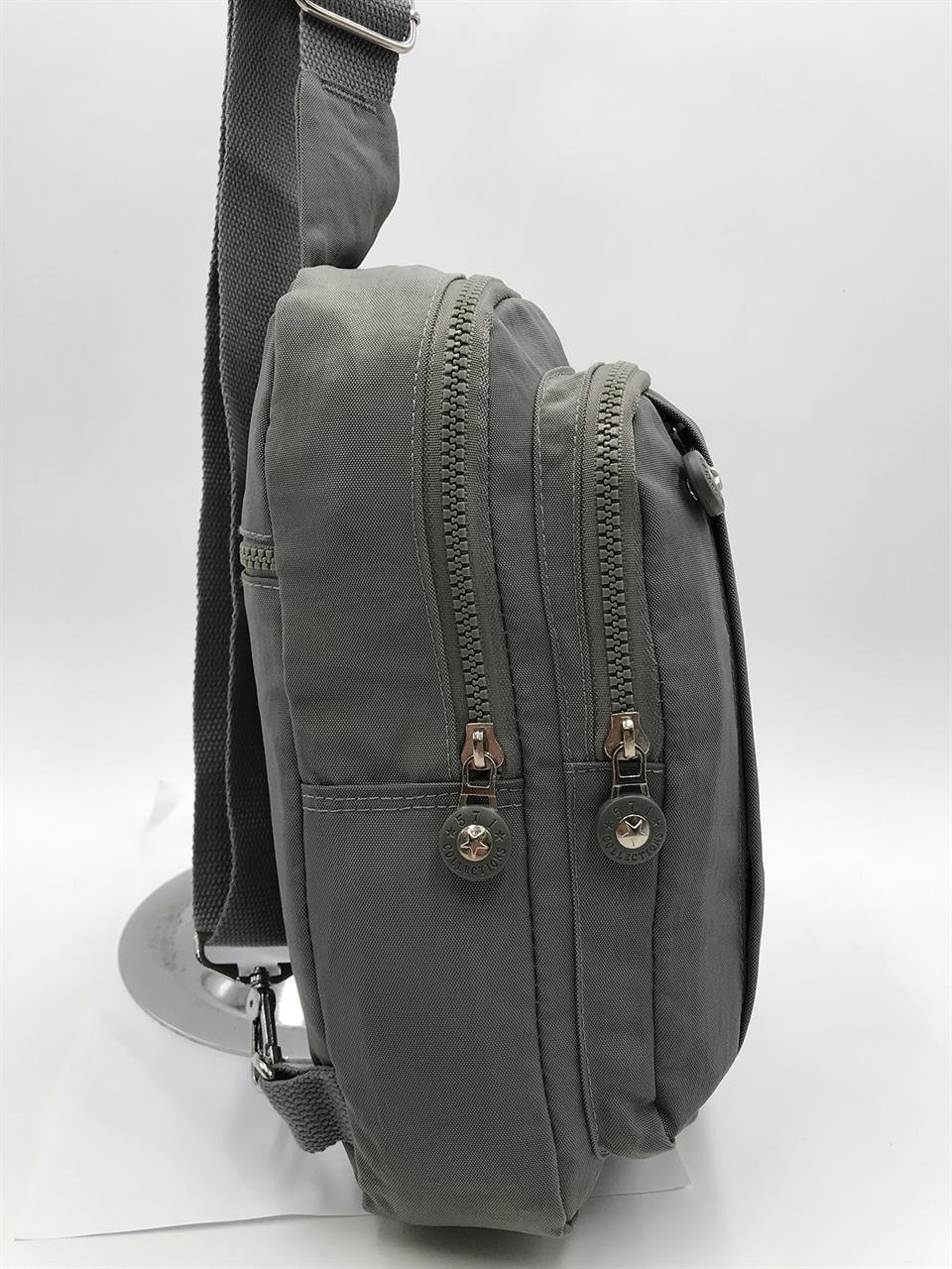 Unisex Üç Bölmeli Bodybag Göğüs Omuz Çantası (571-8A) Gri