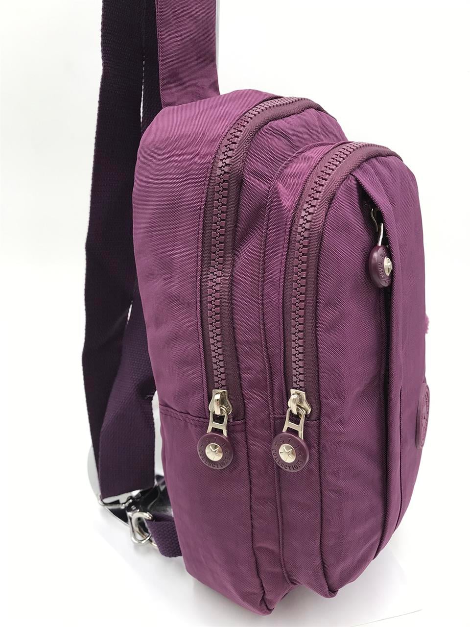 Unisex Üç Bölmeli Bodybag Göğüs Omuz Çantası (571-8A) Mor
