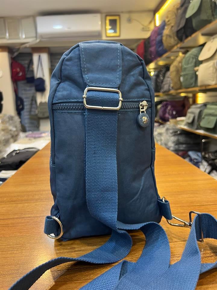 Unisex Üç Bölmeli Bodybag Göğüs Omuz Çantası (571-8A) Mavi