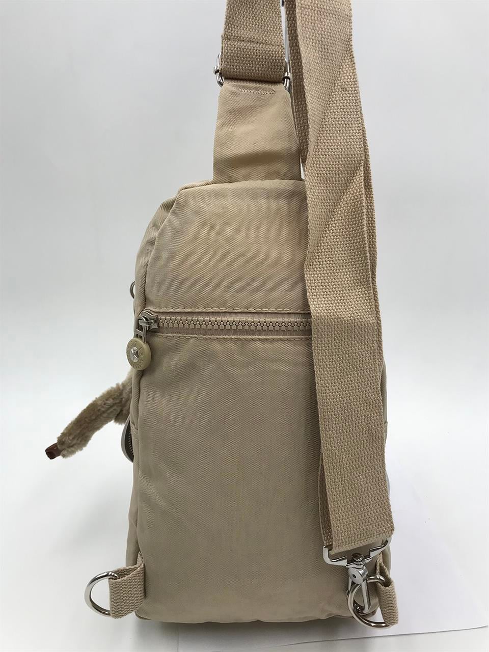 Unisex Üç Bölmeli Bodybag Göğüs Omuz Çantası (571-8A) Vizon