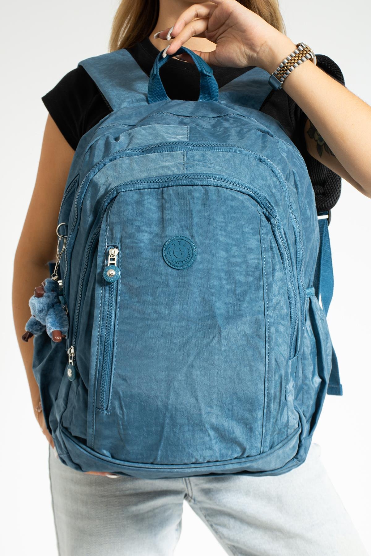 Unisex Ultra Hafif Çok Cepli Su Geçirmez Çanta (571-1D) Mavi