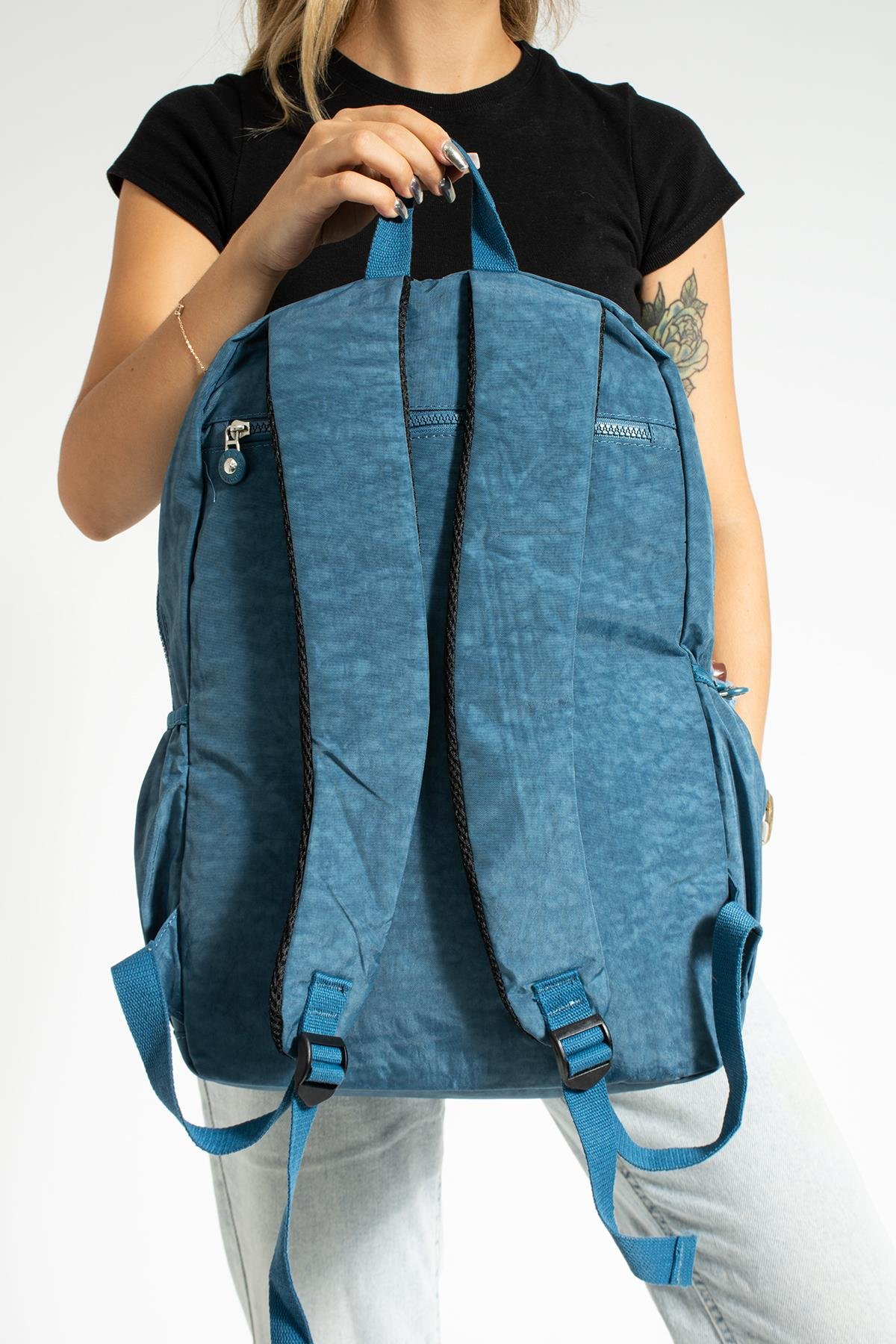 Unisex Ultra Hafif Çok Cepli Su Geçirmez Çanta (571-1D) Mavi