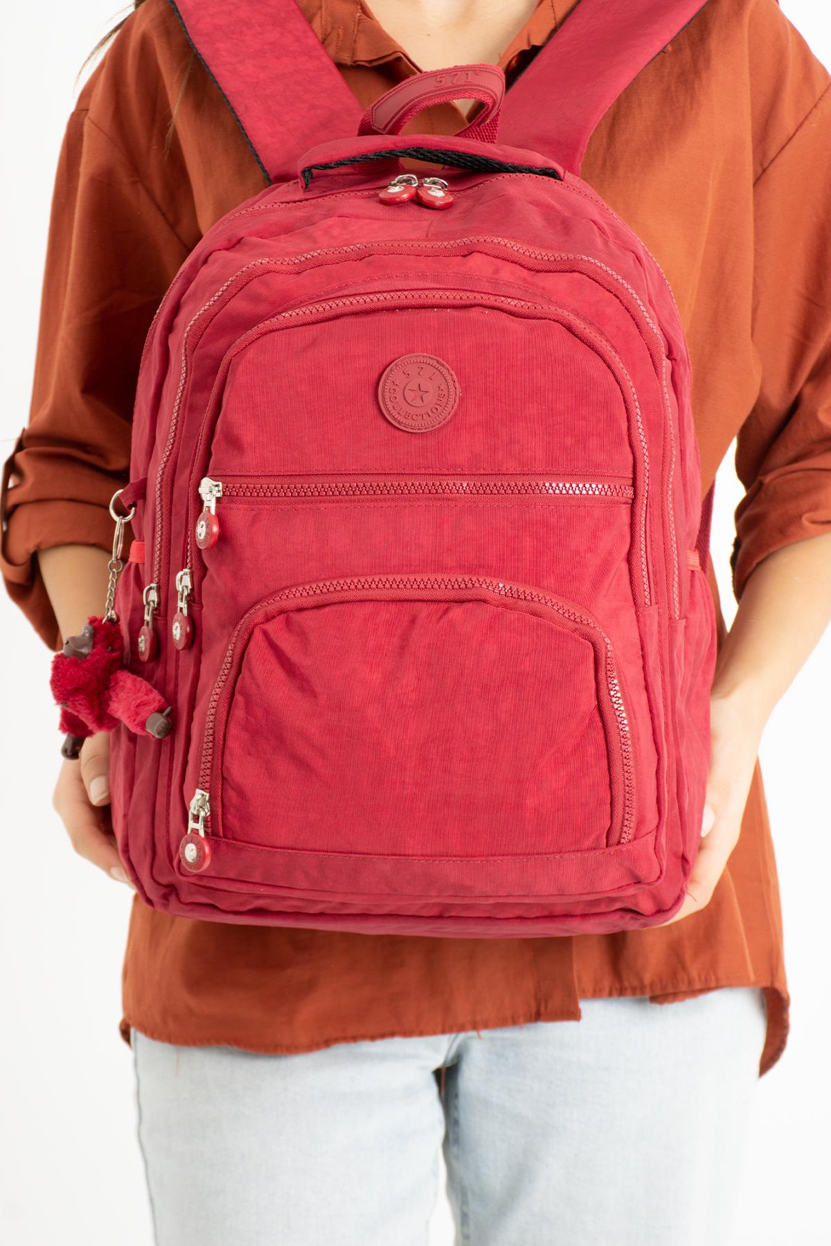 Unisex Ultra Hafif Orta Boy Sırt Çantası Kırmızı (Model: 571-3C) 