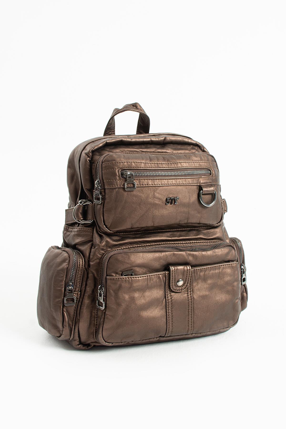 571-14-11GYıkanmış Deri Sırt Çantası (Poliüretan) Bronz Model:(571-14-11G)