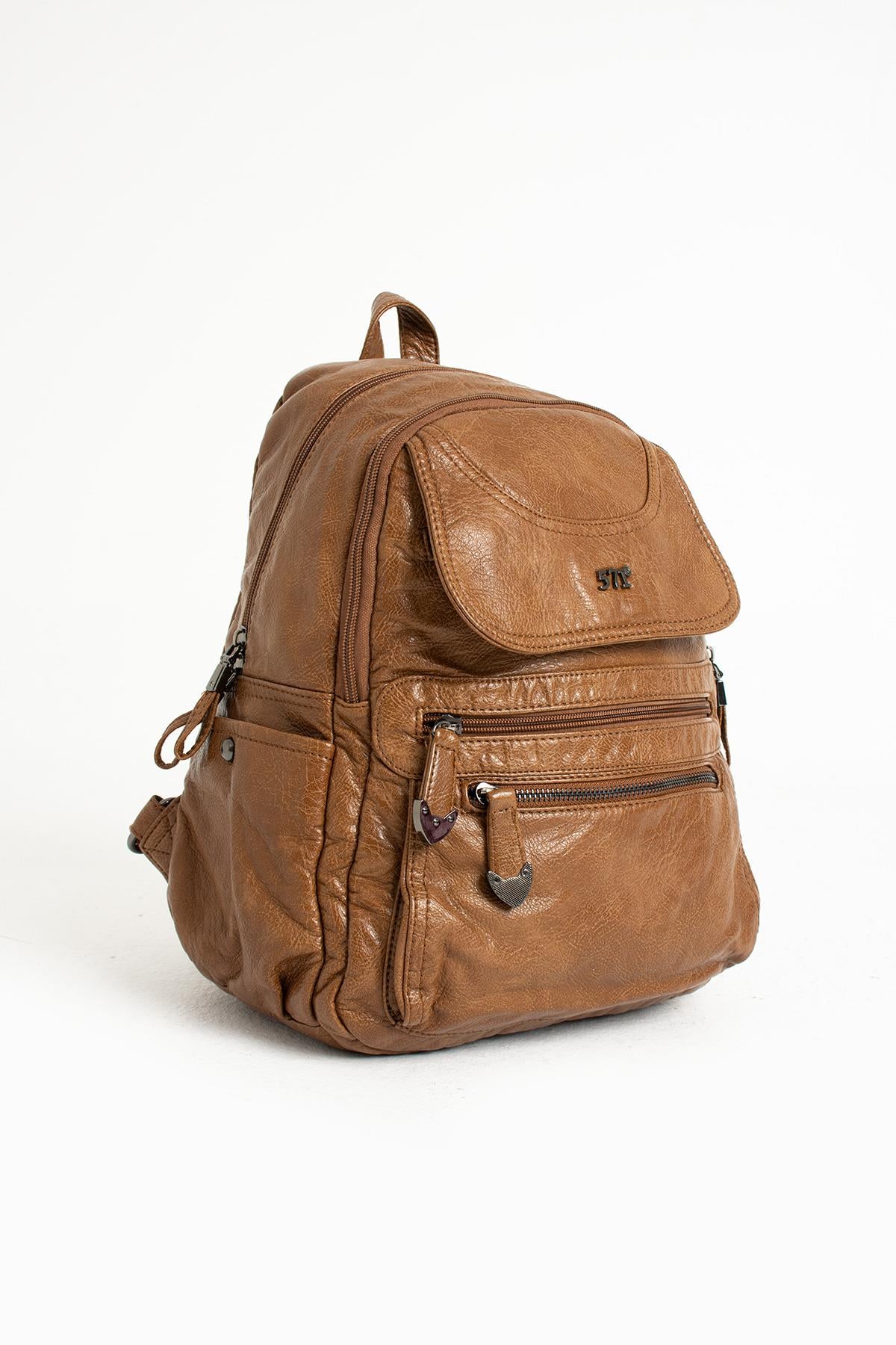 Yıkanmış Deri Sırt Çantası Taba (Model: 571-11-12G)