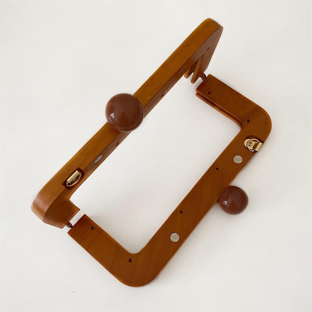 Ahşap Köşeli Boncuklu Burs 20 Cm Kahve