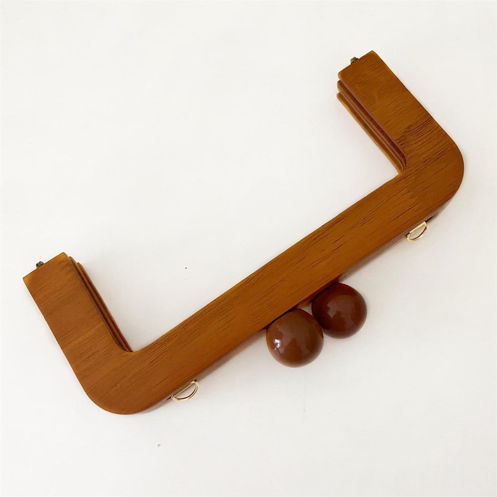 Ahşap Köşeli Boncuklu Burs 20 Cm Kahve