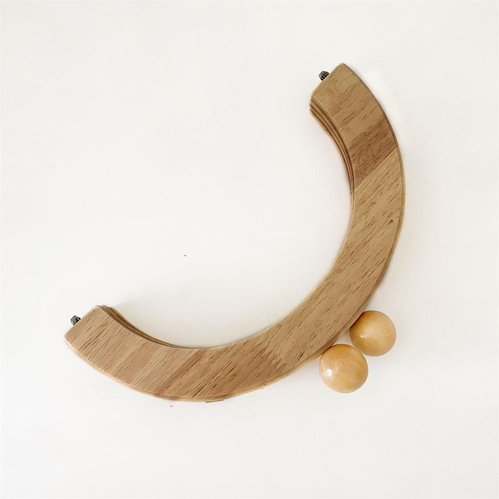 Ahşap Oval Boncuklu Burs 20 Cm Açık Kahve