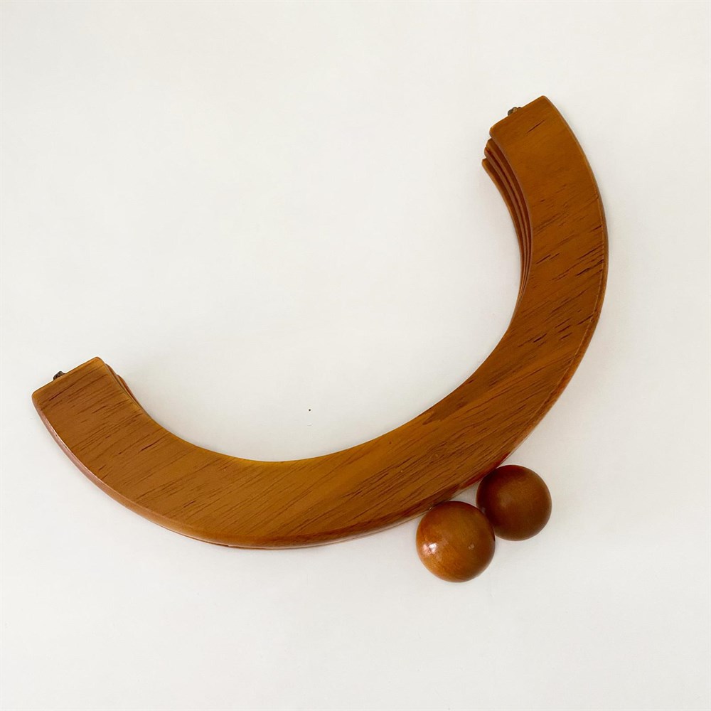 Ahşap Oval Boncuklu Burs 20 Cm Kahve