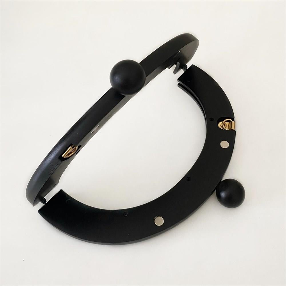 Ahşap Oval Boncuklu Burs 20 Cm Siyah