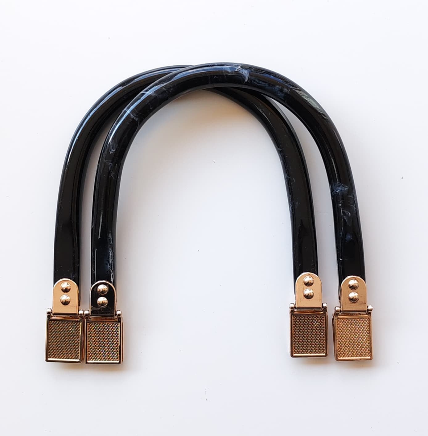 Akrilik Ucu Metal Plastik Çanta Sapı 11.5 Cm x 15.5 Cm Melange Siyah