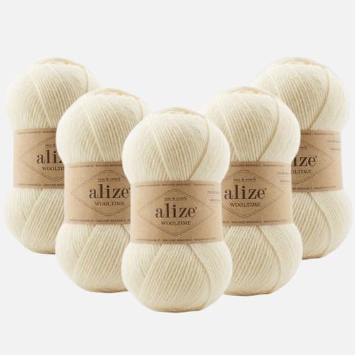 Alize Wooltime 01 Örgü İpi %75 Yünlü 5 Adet