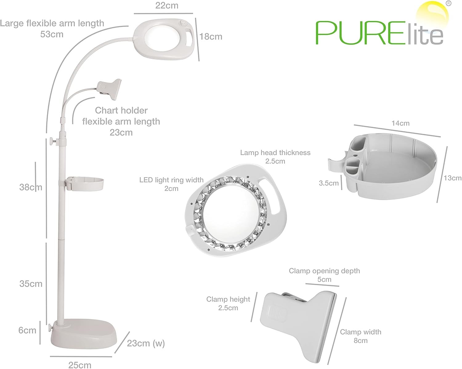 Ayaklı Işıklı Büyüteç - Purelite Pro 4in 1 