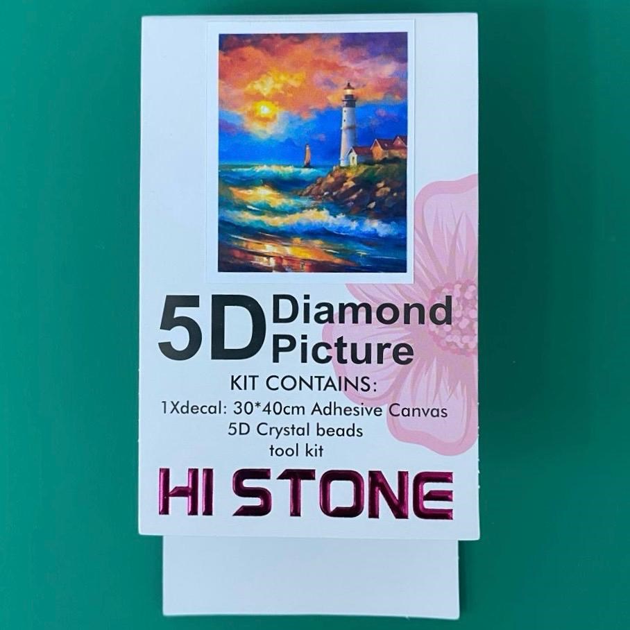 Boncuklu Taşlı Pano Çocuklar İçin Mozaik Elmas Goblen Diamond Tablo 30x 40 Cm Deniz Feneri