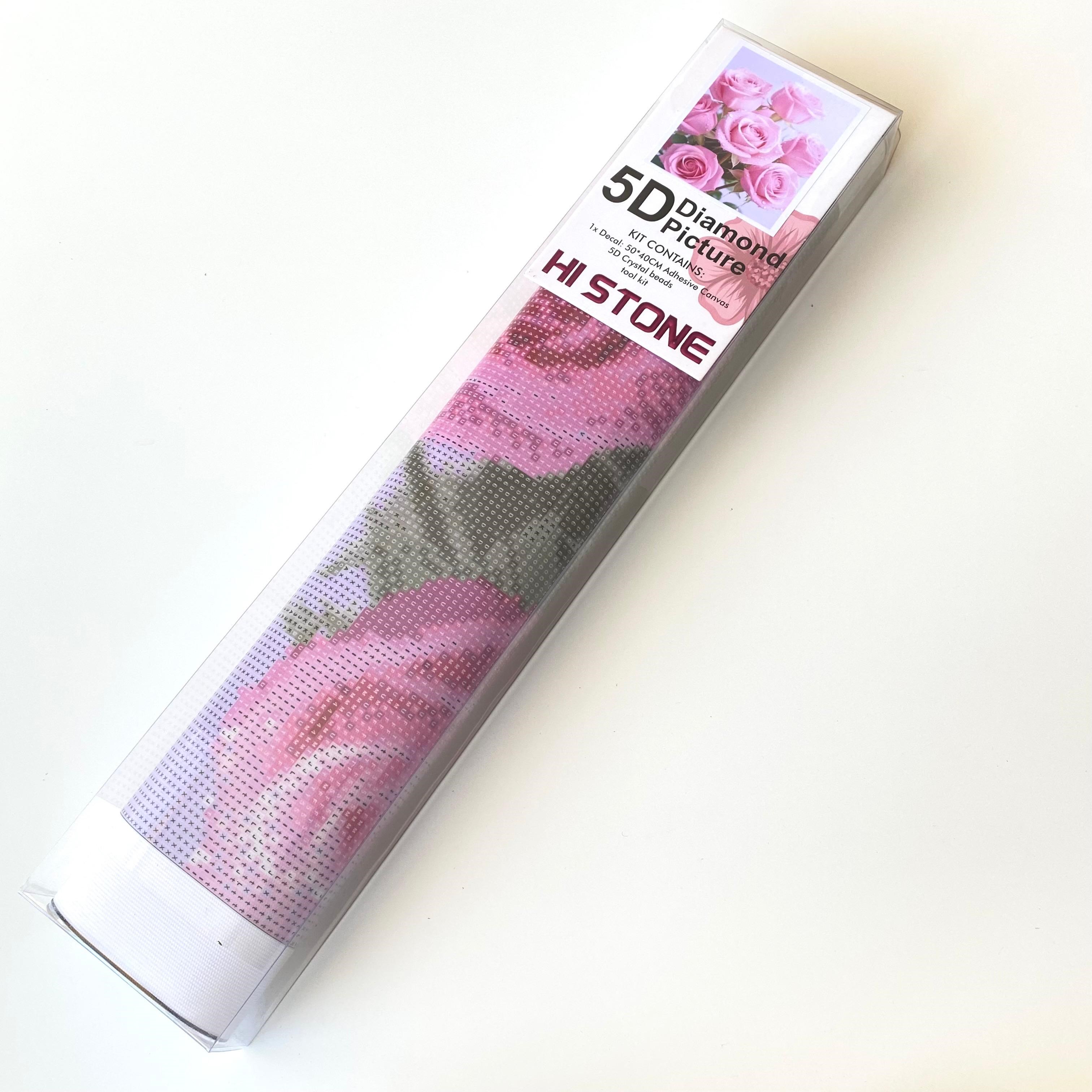 Boncuklu Taşlı Pano Mozaik Elmas Goblen Diamond Tablo 40x 50 Cm Pembe Gül Demetleri